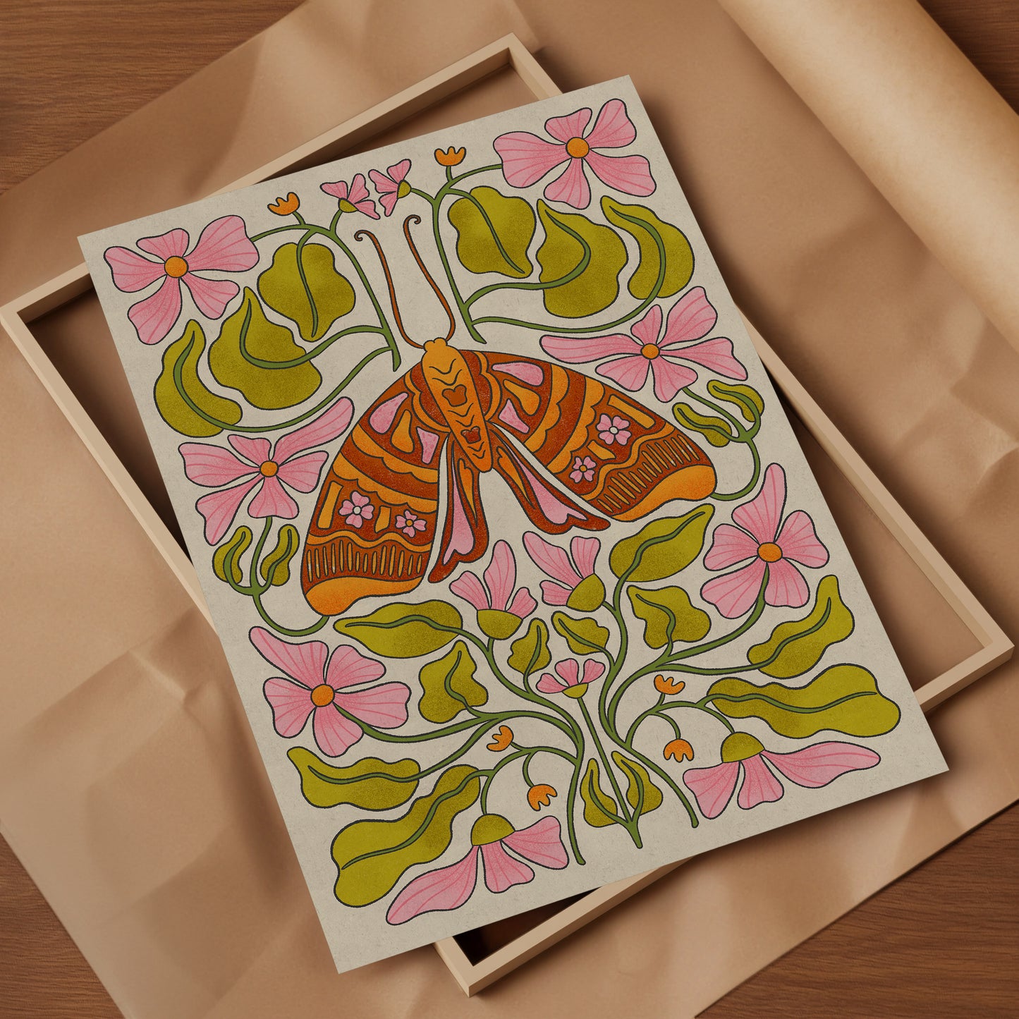 Moth & Flowers Art Print (Set of 2)