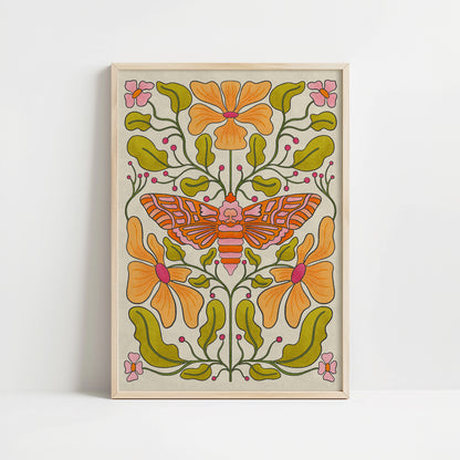 Moth & Flowers Art Print (Set of 2)